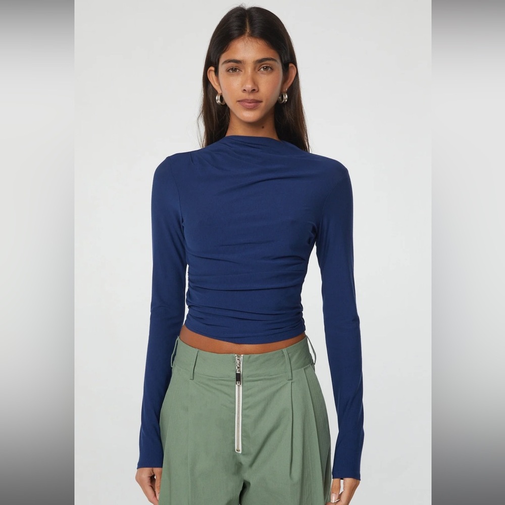 The Line By K SELMA Navy Blue Long Sleeve Top in Size Small